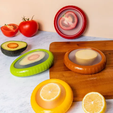 Creative Fruit Fresh Keeping Box Silicone Food Sealer Container Lemon Tomato Avocado Storage Box Kitchen Tools