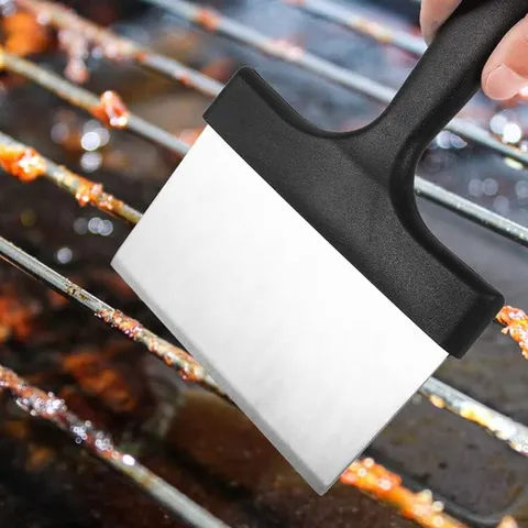 Stainless Steel Barbecue Grill Cleaning Brush And Scraper Set Heavy Duty BBQ Cleaning Tools With Plastic Handle For Outdoor Cooking