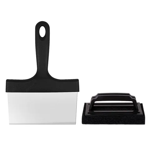 Stainless Steel Barbecue Grill Cleaning Brush And Scraper Set Heavy Duty BBQ Cleaning Tools With Plastic Handle For Outdoor Cooking