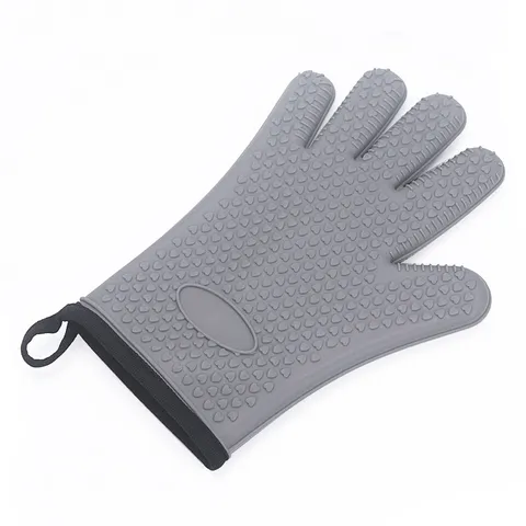 Silikon Ofenhandschuhe Hitzebeständige Küche Backhandschuhe Verdickte Fünffinger Rutschfeste Topflappen