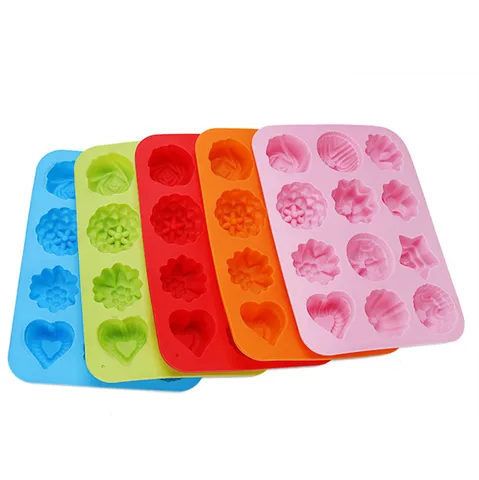 Stampo per Torta in Silicone Floreale a 12 Cavità Ispessito Stampo per Muffin Budino Geletta Sapone Fatto a Mano Utensile da Cucina