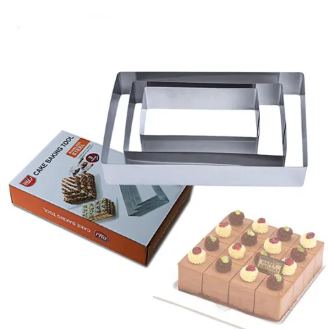 Stampo per Torta in Acciaio Inossidabile Teglia Rettangolare Grandi Stampi per Biscotti a Tripla Combinazione con Scatola Colore Utensile da Cucina