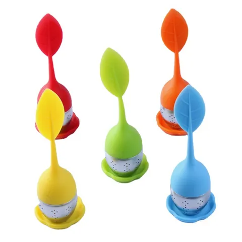 Infuseur à Thé Créatif en Silicone et Acier Inoxydable Forme de Feuille Filtre à Thé en Vrac pour Cuisine Maison
