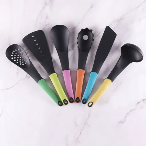 Juego de Utensilios de Cocina de Nailon con Soporte Resistente al Calor Espátula Cuchara Antiadherente