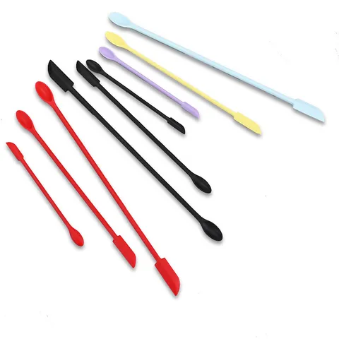 Mini Spatule en Silicone Cuillères à Confiture Double Extrémité Long Manche Spatule pour Flacons de Cosmétiques Outils de Cuisine pour Gâteaux