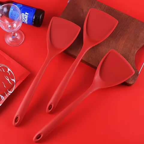 Espátula de Cocina de Silicona Resistente al Calor Antiadherente Volteador Rojo Flexible Herramienta de Cocina