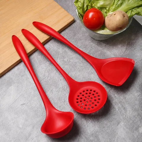 Household Kitchen Silicone Spatula Colander Soup Spoon One-Piece Molding High Temperature Resistant Non-Stick Cookware Cooking Tool Set