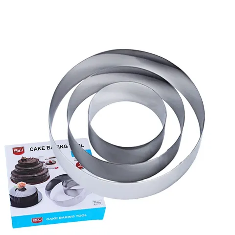 Ensemble de Moules à Gâteau en Acier Inoxydable Plats de Cuisson Ronds Cercle à Mousse Outils de Pâtisserie DIY