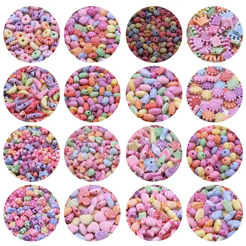 Mixed Resin Charms For Kids DIY Jewelry Making Heart Flower Crown Shapes Colorful Plastic Pendants Crafting Supplies