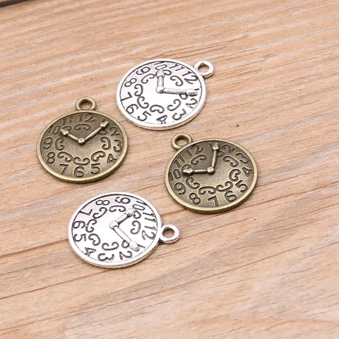 Ciondoli Sveglia Rotondi Steampunk Accessori per Gioielli Fai-da-te in Lega di Zinco per Borse Collane Argento Antico Bronzo