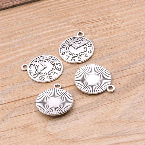 Ciondoli Sveglia Rotondi Steampunk Accessori per Gioielli Fai-da-te in Lega di Zinco per Borse Collane Argento Antico Bronzo