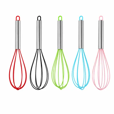 Stainless Steel Manual Egg Whisk Silicone Coated Wire Balloon Whisk Kitchen Baking Tool Cream Butter Stirrer