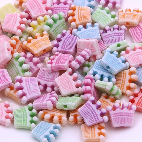 Mixed Resin Charms For Kids DIY Jewelry Making Heart Flower Crown Shapes Colorful Plastic Pendants Crafting Supplies
