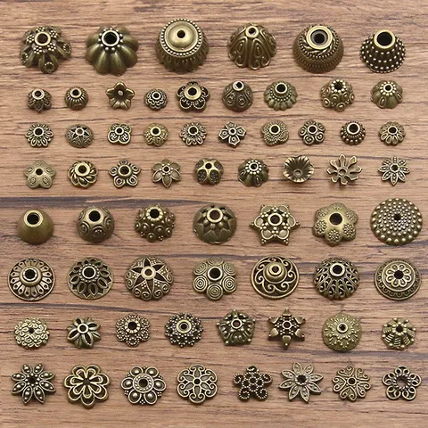 Antique Bronze Silver Zinc Alloy Hollow Flower Bead Caps Spacer Beads For DIY Bracelet Necklace Jewelry Making Findings Accessories