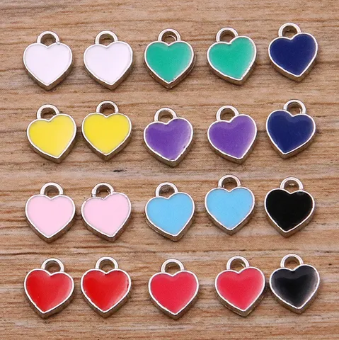 Mini Herzform Anhänger Bunte Emaille Legierung Charms Für DIY Schmuckherstellung Nagelkunst Tasche Zubehör Dekorative Charms