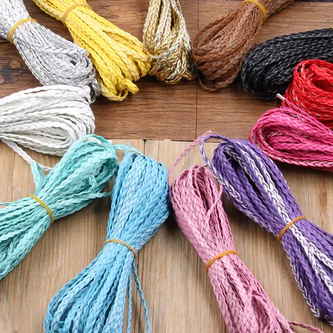 Minimalista Cordón Trenzado de Cuero PU Multicolor Cinta Trenzada de Tres Hebras Para Bricolaje Pulsera Collar Artesanía Fabricación de Joyas Material Accesorios