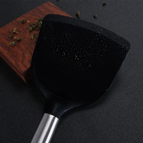 Espátula de Cocina de Silicona Antiadherente Con Mango de Acero Inoxidable Utensilio de Cocina Resistente a Altas Temperaturas
