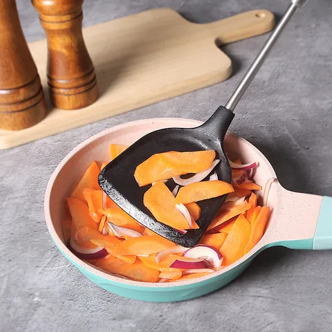 Mango de Acero Inoxidable Cabezal de Silicona Utensilios de Cocina Espátula Cuchara de Sopa Espumadera Resistente al Calor Antiadherente