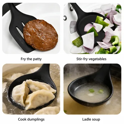 Utensili da Cucina in Silicone Resistente al Calore Antiaderente Spatola da Cucina Mestolo Scolapasta Raschiatore Pennello da Olio Utensili