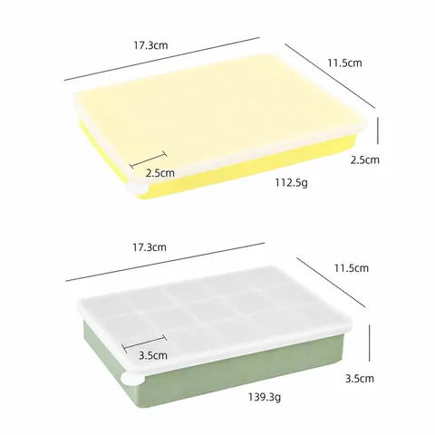 Bandeja de Hielo de Silicona de Grado Alimenticio con Tapa Molde Creativo de Bloques de Hielo Grandes Caja de Fabricación de Hielo Caja de Almacenamiento de Alimentos para Bebés