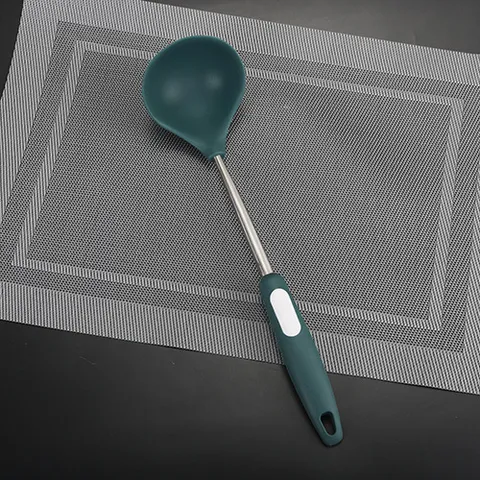 Utensilios de Cocina de Silicona Antiadherente Resistente al Calor Cuchara de Sopa Colador Espátula Herramientas de Cocina con Mango de Acero Inoxidable