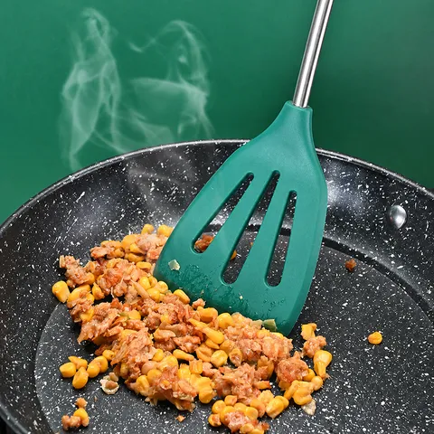 Heat Resistant Wooden Handle Silicone Kitchen Utensils Set Non-Stick Cookware Spatula Soup Spoon Kitchen Cooking Tools