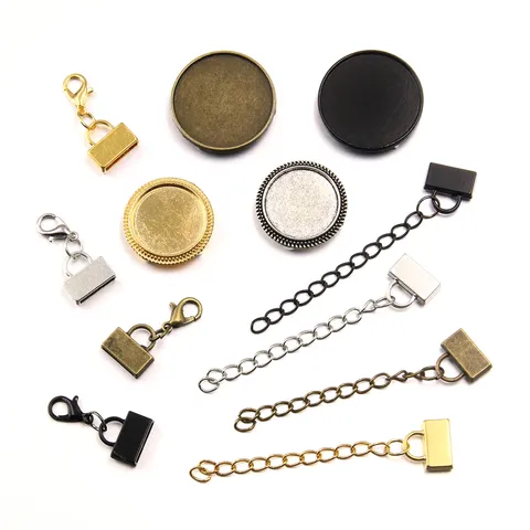 Einfacher DIY Armbandverbinder Legierung Runde Lünette Tray Charme Basen Für Lederband Schmuckherstellung Handgefertigte Vorräte