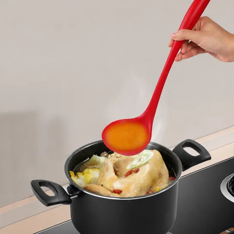 Household Kitchen Silicone Spatula Colander Soup Spoon One-Piece Molding High Temperature Resistant Non-Stick Cookware Cooking Tool Set
