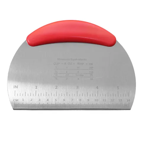 Rasqueta de Banco de Acero Inoxidable Cortador de Masa Con Escala Herramienta de Cocina Para Repostería Con Mango de Plástico