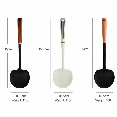 Silicone Mushroom Spatula And Spoon Wooden Handle Heat Resistant Non-Stick Cookware Kitchen Cooking Utensil