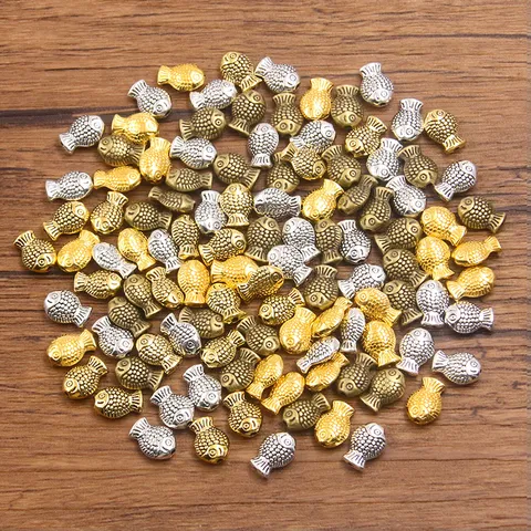 Alloy Double Sided Fish Beads Animal Charm Small Hole Beading Necklace Bracelet Connector For Jewelry Making Accessories