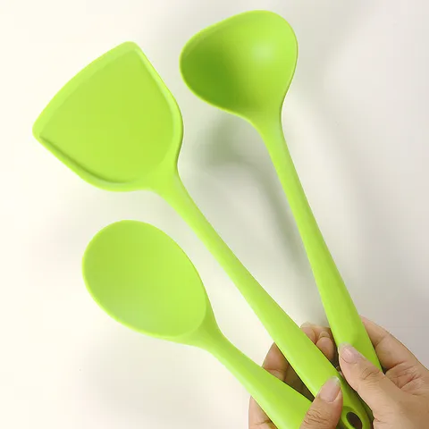 Juego de Utensilios de Cocina de Silicone Utensilios Antiadherentes Espátula y Cuchara para Sopa Herramientas de Cocina Resistentes al Calor