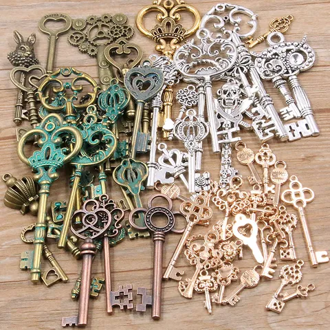 Vintage Steampunk Legierung Schlüssel Anhänger Mischstile Altsilber Bronze Gold Für DIY Schmuckherstellung Halsketten Zubehör