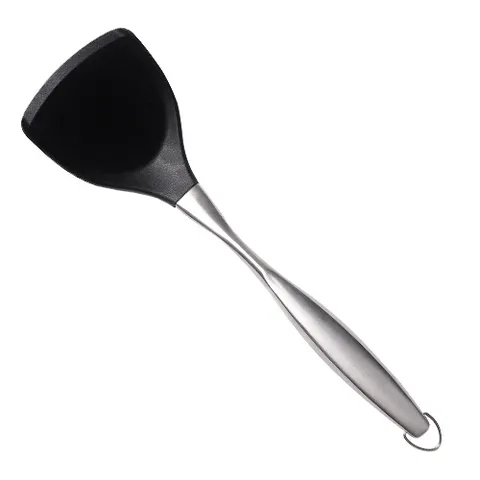 Utensilios de Cocina de Silicona Resistente al Calor Espátula Colador Cuchara de Sopa Mango de Acero Inoxidable Antiadherente