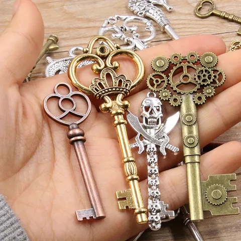Vintage Steampunk Legierung Schlüssel Anhänger Mischstile Altsilber Bronze Gold Für DIY Schmuckherstellung Halsketten Zubehör