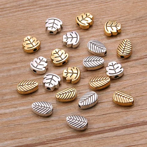 Alloy Double Sided Leaf Plant Beads DIY Jewelry Findings Small Hole Connector Beads For Necklace Bracelet Handmade Accessory