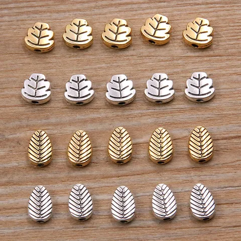 Alloy Double Sided Leaf Plant Beads DIY Jewelry Findings Small Hole Connector Beads For Necklace Bracelet Handmade Accessory