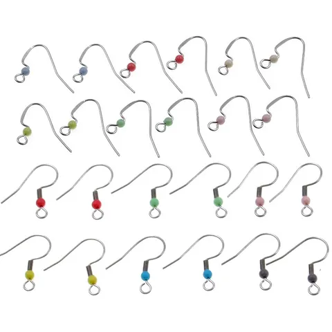 Stainless Steel Earring Hooks With Colored Beads DIY Jewelry Findings Mixed Colors Fish Hook Earrings Accessories For Women