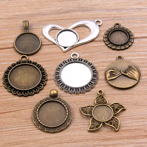Base per Ciondolo in Lega Fai-da-te per Gemme del Tempo Forma Rotonda Cuore Stella Marina Basi Cabochon Accessori Gioielli