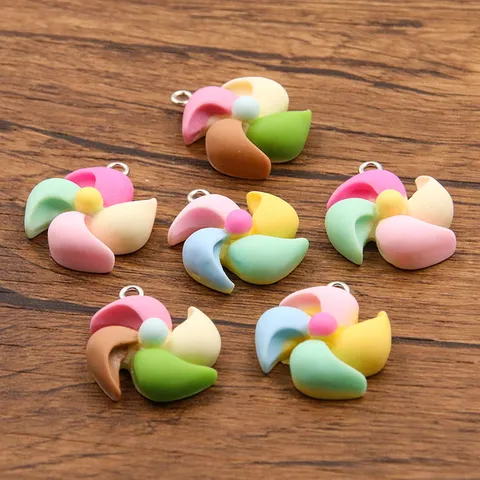 Colorful Resin Windmill Charms With Metal Ring DIY Jewelry Making Cartoon Pendants Bag Necklace Handmade Accessories