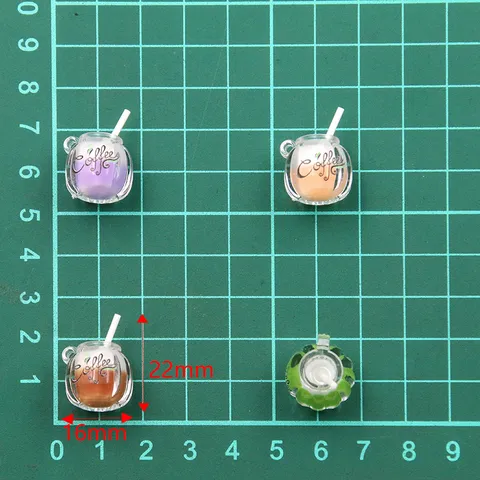 Resin Coffee Cup Pendants Luminous Two Tone Mini Drink Bottle Charms For DIY Keychain Hair Accessories Jewelry Making
