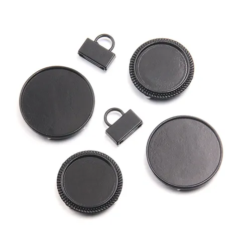 DIY Schmuckherstellung Zubehör Elektrophorese Schwarz Cabochon Basis Rund Tablett Leder Armband Schnalle Legierung Zubehör