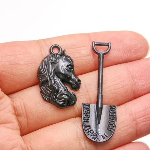 Zwarte Legering Halloween Vleermuis Heks Draak Ster Schop Hangers DIY Sieraden Maken Gotische Charms Voor Ketting Armband