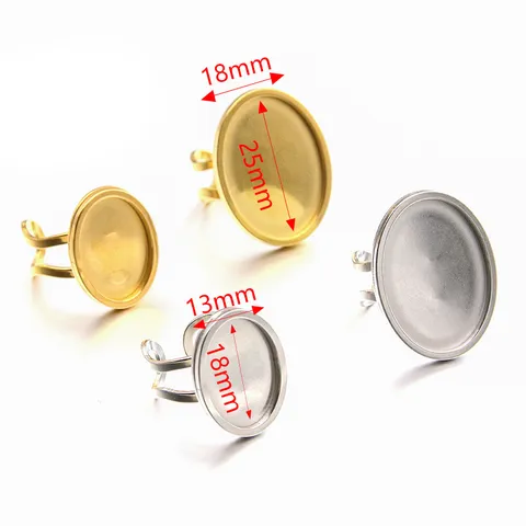 Base per Anello Ovale in Acciaio Inossidabile per Creazione Gioielli DIY Vassoi per Anelli Regolabili Oro Argento