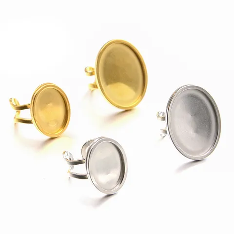 Base per Anello Ovale in Acciaio Inossidabile per Creazione Gioielli DIY Vassoi per Anelli Regolabili Oro Argento
