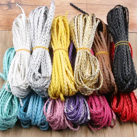 Minimalista Cordón Trenzado de Cuero PU Multicolor Cinta Trenzada de Tres Hebras Para Bricolaje Pulsera Collar Artesanía Fabricación de Joyas Material Accesorios