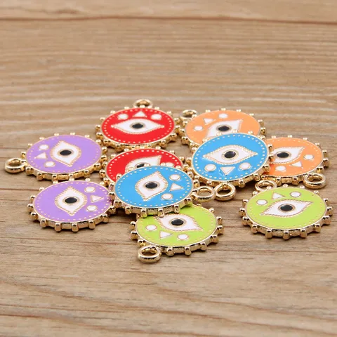 Colgantes de Aleación de Esmalte Ojo Turco para Fabricación de Joyas Dijes Redondos de Esmalte para Accesorio de Teléfono Artesanías Hechas a Mano