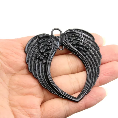 DIY Zinc Alloy Archangel Wings Pendant Electroplated Black Angel Wing Charms For Jewelry Making Retro Christmas Decor Charm
