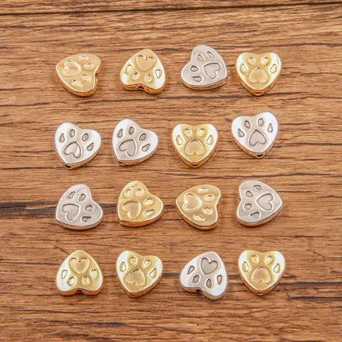 Alloy Heart Dog Paw Beads Double Sided Small Hole Spacer Beads Connectors For DIY Necklace Bracelet Jewelry Making Accessories