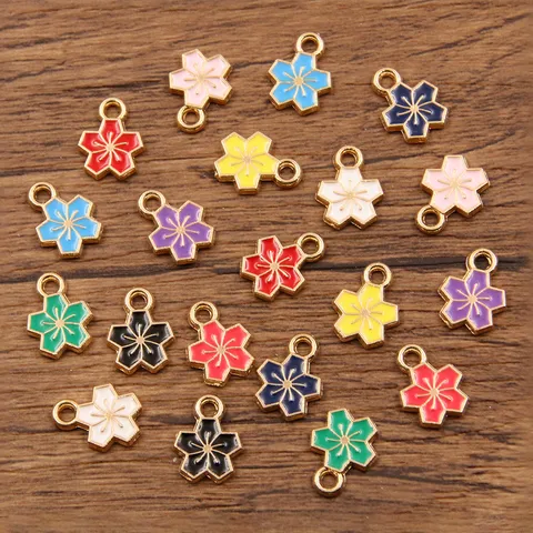 Legierung Blume Charm Emaille KC Gold Floral Anhänger DIY Schmuckherstellung Zubehör Mehrfarbig